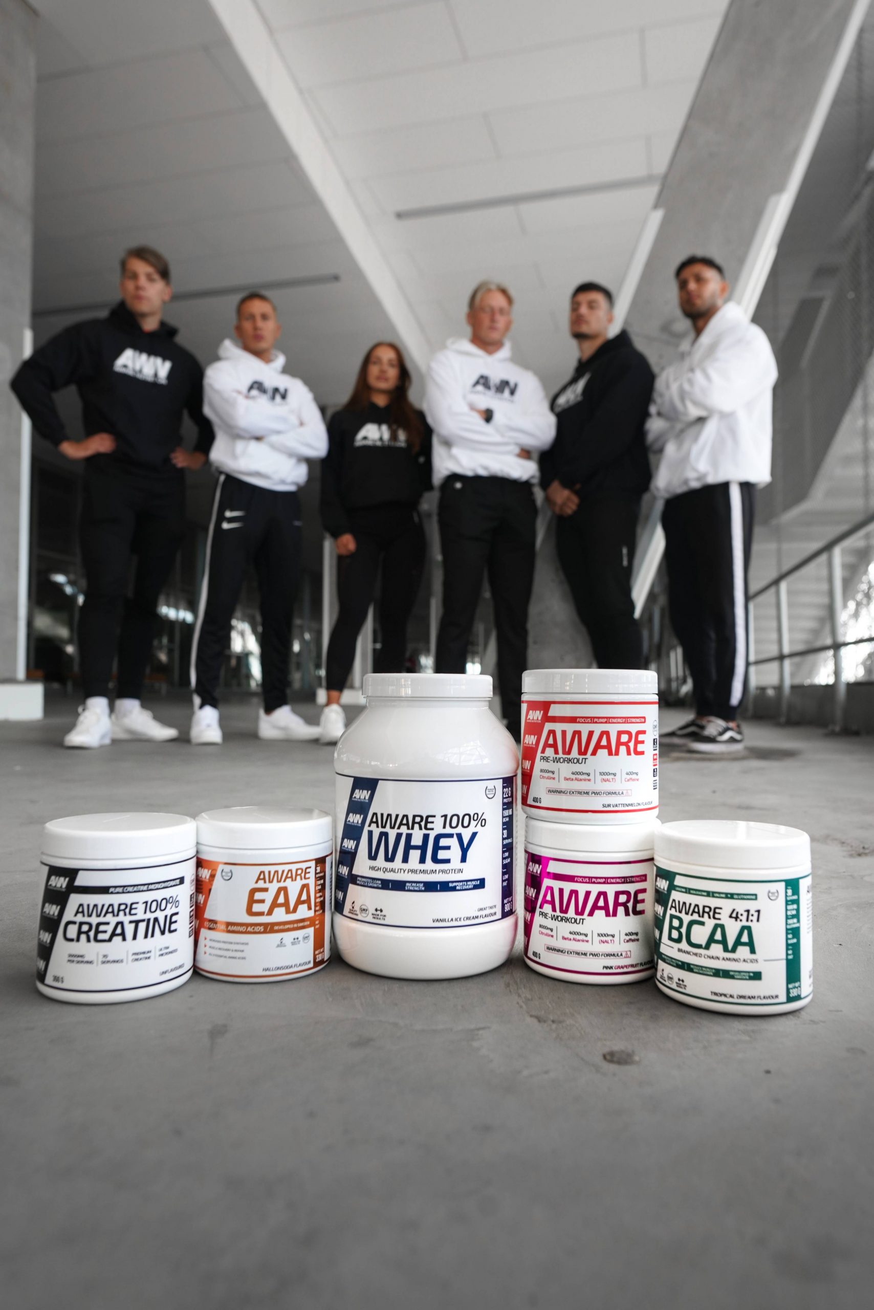 A group of people with protein powder - 